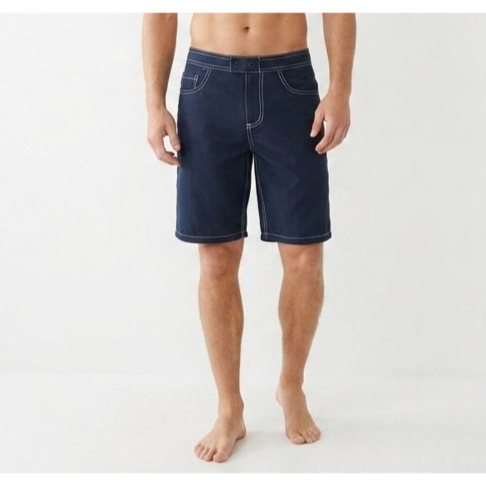 True Religion Mens Geno Swim Shorts Trunks Board Shorts Navy Blue Size M